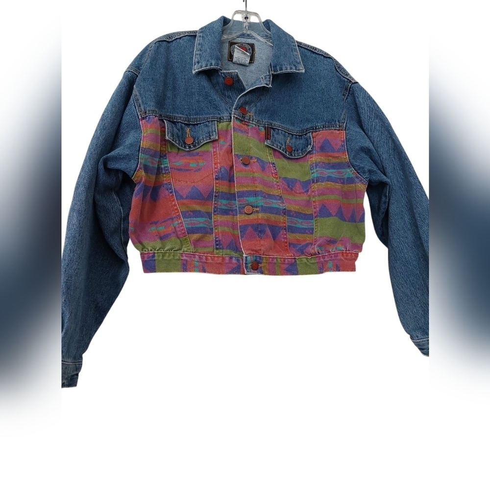 Colorful Denim Jacket with Patterned Design - Picture 1 of 7